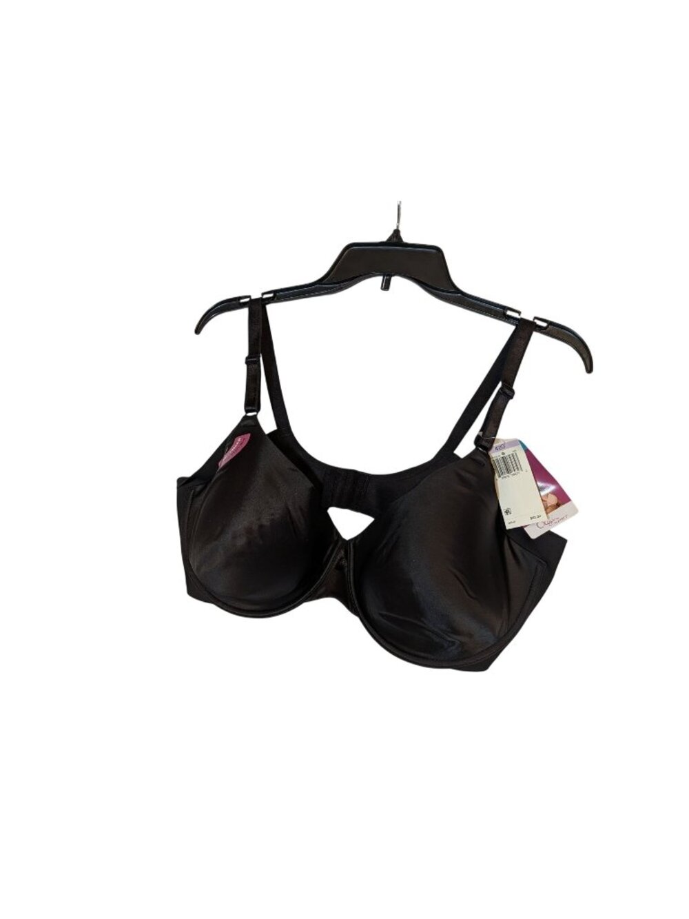 Olga By Warners Womens Black Underwire Bra 42D Adjustable Straps Keyhole Back Ne